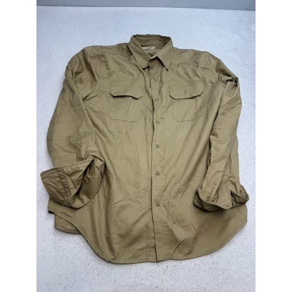 Dehen 1920 Shirt Mens 3XL Beige Solid Long Sleeve Button Up Old School USA